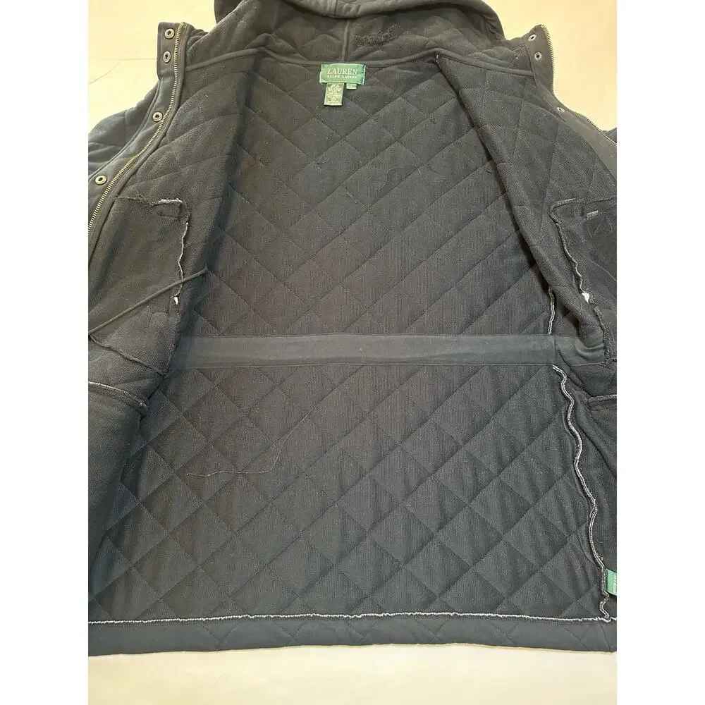Lauren Ralph Lauren Women’s Quilted Hooded Below Waist Blue Jacket Coat Size L